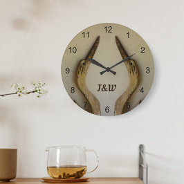 Zwei verwitterte Herons Rustikale Acrylwand an der Große Wanduhr