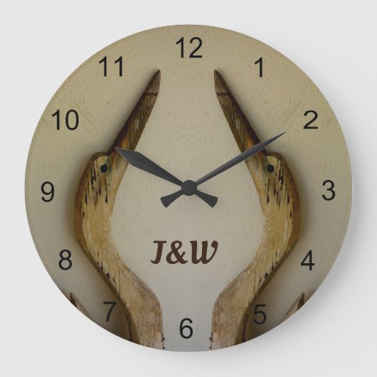 Zwei verwitterte Herons Rustikale Acrylwand an der Große Wanduhr (Vorderseite)