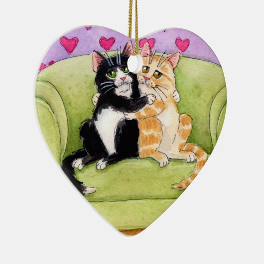 Zwei Verzierung der Katzen Weihnachten oder des Keramikornament (Rechts)