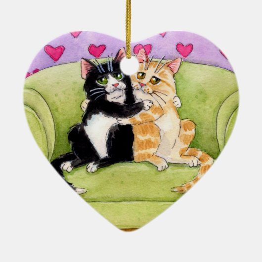 Zwei Verzierung der Katzen Weihnachten oder des Keramikornament (Hinten)