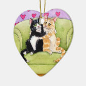 Zwei Verzierung der Katzen Weihnachten oder des Keramikornament (Links)