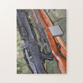 Zwei Vietnam-Ära-Arbeitspferde Puzzle (Vertikal)