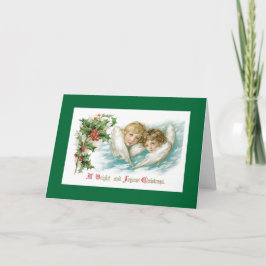 Zwei Viktorianische Kinder WeihnachtsAngels Feiertagskarte