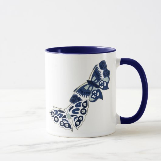 Zwei Vintage blaue Schmetterlinge Tasse (Rechts)