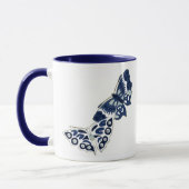 Zwei Vintage blaue Schmetterlinge Tasse (Links)