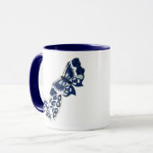 Zwei Vintage blaue Schmetterlinge Tasse (Vorderseite Links)