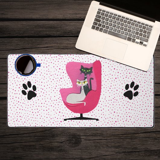 Zwei Vintage Cat-Button-Druckpunkte Schreibtischunterlage