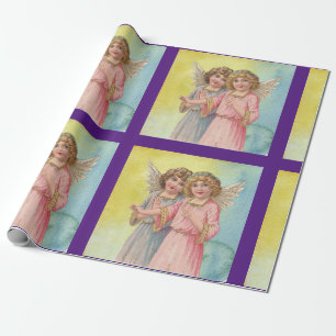 Zwei Vintage-Engel Geschenkpapier