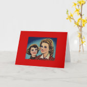 Zwei Vintage Frauen Karte (Gelbe Blume)