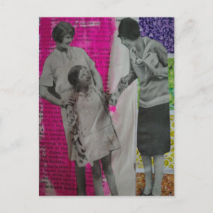 Zwei Vintage-Frauen und ein Mädchen Collage Postka Postkarte