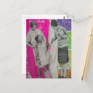 Zwei Vintage-Frauen und ein Mädchen farbenfrohe Co Postkarte