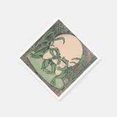 Zwei Vintage Funny Liebe Green Frogs Moon Serviette (Ecke)