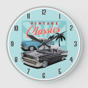 Zwei Vintage-Klassiker Auto Große Uhr