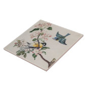 Zwei Vintage Zehenvögel auf einem Apfelbaum Fliese (Seite)