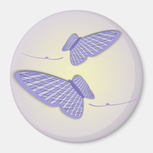 Zwei Violett und White Gingham Butterflies Artwork Magnet (Vorne)