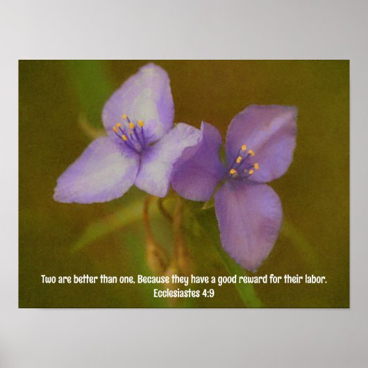 Zwei violette Blumen Bibel Verse Art Poster (Vorne)