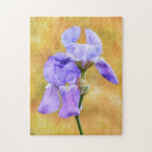 Zwei violette Blumen Iris Frühlingspuzzle Kunst Puzzle