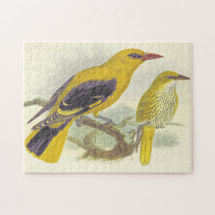 Zwei Vögel auf einem Ast, im Vintage-Stil, Puzzle