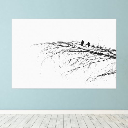 Zwei Vögel auf einem Baum Leinwanddruck (Insitu (Holzboden))