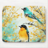 Zwei Vögel, die auf der Baumzweigung sitzen Mousepad (Vorne)
