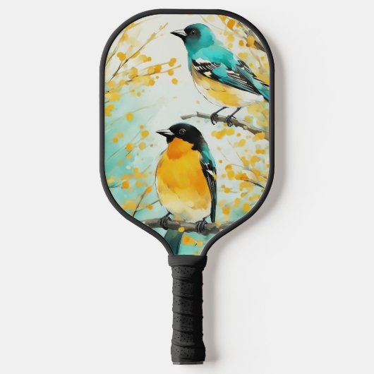 Zwei Vögel, die auf der Baumzweigung sitzen Pickleball Schläger (Vorderseite)