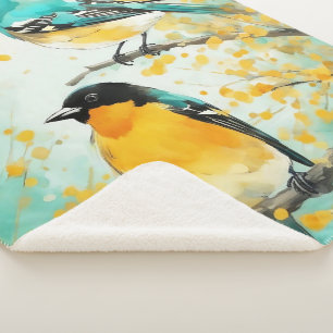 Zwei Vögel, die auf der Baumzweigung sitzen Sherpadecke
