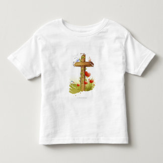 Zwei Vögel, die auf einem Kreuz hocken Kleinkind T-shirt