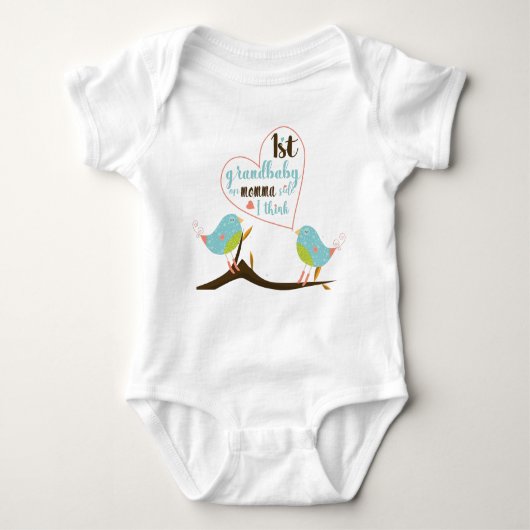 Zwei Vögel "erstes Grandbaby" Baby-Bodysuit Baby Strampler (Vorderseite)