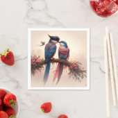 Zwei Vögel flattern Danke Karte Serviette (Beispiel)