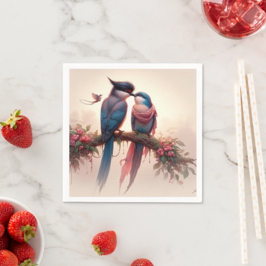 Zwei Vögel flattern Danke Karte Serviette (Beispiel)