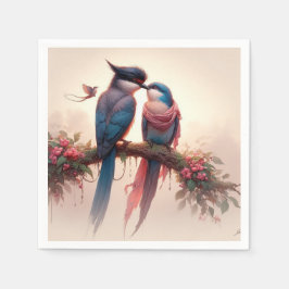 Zwei Vögel flattern Danke Karte Serviette