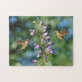 Zwei Vögel fliegen mit Blume Puzzle