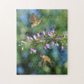 Zwei Vögel fliegen mit Blume Puzzle (Vertikal)