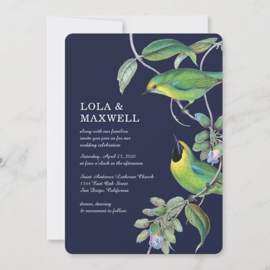 Zwei Vögel Hochzeit Einladung (Vorderseite)