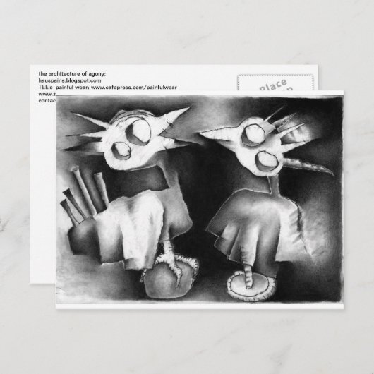 zwei Vögel im Gespräch. Postkarte (Vorne/Hinten)