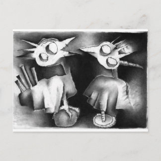 zwei Vögel im Gespräch. Postkarte