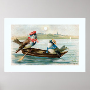 Zwei Vögel in einem Boot Poster