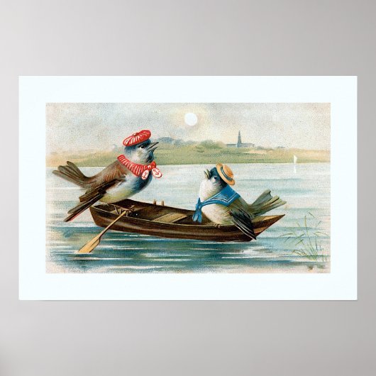 Zwei Vögel in einem Boot Poster (Vorne)