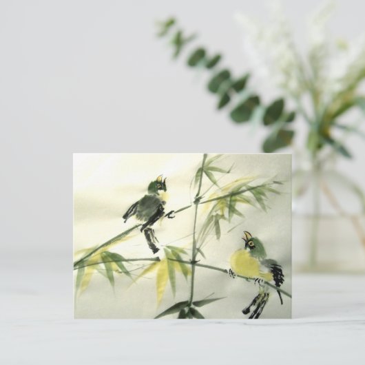 Zwei Vögel Postkarte (Stehend Vorderseite)