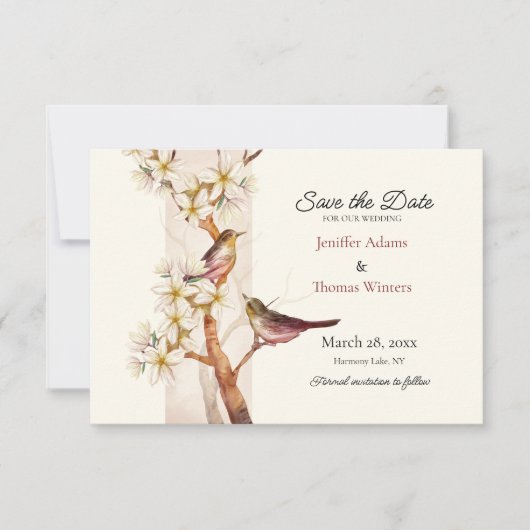 Zwei Vögel retten die Save-the-Date-Karte Save The Date (Vorderseite)