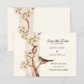 Zwei Vögel retten die Save-the-Date-Karte Save The Date (Vorne/Hinten)