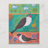 Zwei Vögel und Blume Postkarte (Vorderseite)