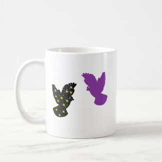 Zwei Vögel Zodiac Tasse • Doppelte himmlische Silh
