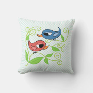 Zwei Vögelchen Polyester-Wurfkissen 40 cm x 40 cm Kissen