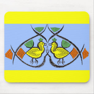 zwei Volkskunstvögel Mousepad