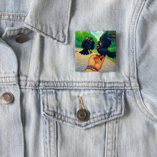 Zwei vom Cartoon fütternd Schwarze Button (Beispiel)