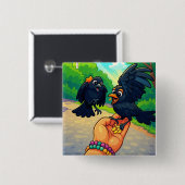 Zwei vom Cartoon fütternd Schwarze Button (Vorne & Hinten)