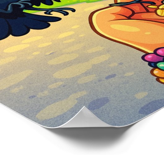 Zwei vom Cartoon fütternd Schwarze Poster (Ecke)