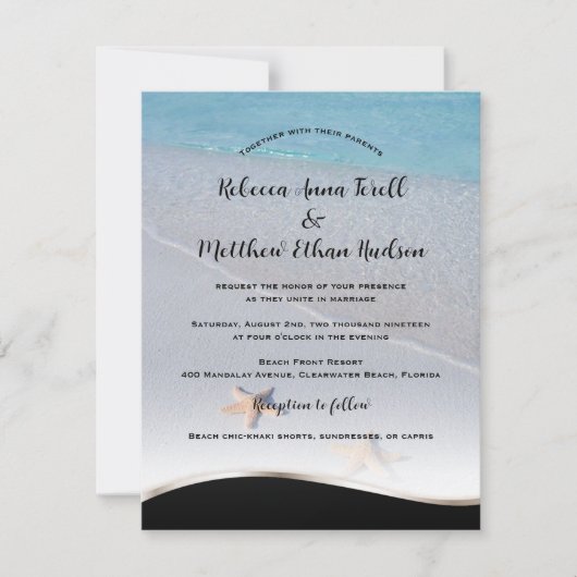 Zwei von uns / Ocean Liebe Starfish Beach Hochzeit Einladung (Vorderseite)