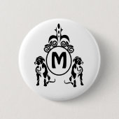 Zwei Wachhunde Monogramm Button (Vorderseite)